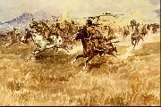 Charles M Russell Fight Between the Black Feet oil painting on canvas